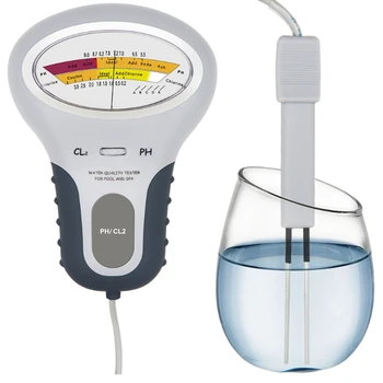 1 БР. ABS 2 В 1 Метър PH Хлор, хлор Тестер, устройство за тестване на качеството на белина и вода, измерване CL2 за басейна и на Аквариума