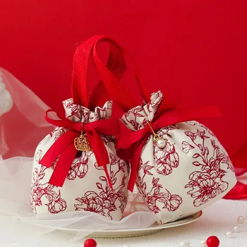 1 бр. Коледна опаковка Холщовая чанта за бонбони, желе боб, Подарък чанта от съвсем малък, украса за партита, сватбени сувенири за гостите