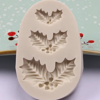 1 бр. силиконови форми от смола, Листата на Коледната елха, Форма за празни приказки, Инструменти за украса на торта, Сладкарски изделия Кухненски принадлежности за печене FM1345