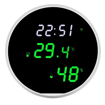 1 Комплект Wifi Термометър, Влагомер Цифров Датчик за температура и влажност в помещението, предупреждение за включване + дисплей с led подсветка