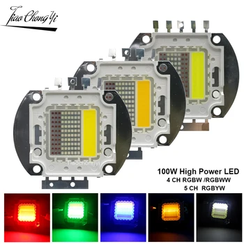 100 W RGBWW RGBW RGBYW Висока Мощност LED 4 или 5 Канален COB Червен Зелен Син Жълт Кехлибар Лампа С Чип За 