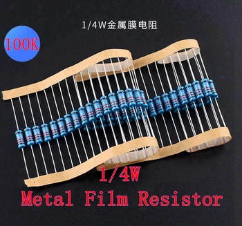 (100 бр) 100 До Om 1/4 W Метален филмът резистор 100 До Om 0,25 W 1% ROHS
