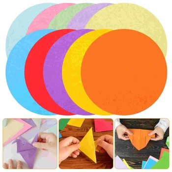 100 Листа с кръгла цветна хартия с колоритен интериор, Складное Оригами ръчна изработка, печат на едро за деца