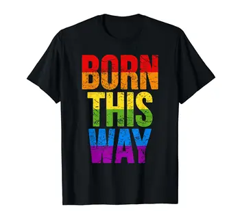 100% Памук Born This Way ЛГБТК Цвят рейнбоу хартата Мъжка Тениска дамски Унисекс Тениски, Размер S-6XL