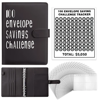 100 пликове за спестяване на пари в корици формат А5 Бюджет за спестяване на пари в пликове с пари в брой за планиране и спестяване на 5050 долара