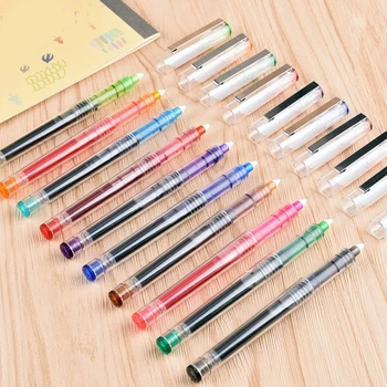 12 Бр. Директни течен гел химикалки 0,5 мм, разноцветни химикалки, бързо съхнещи Неутрални дръжки за училище