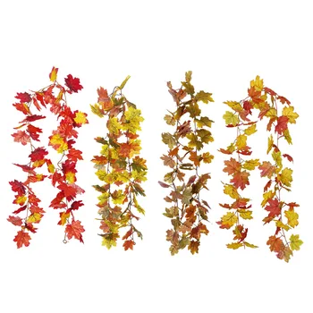 170 СМ, Изкуствена коприна Венец от кленов листа, Есен украса в Деня на Благодарността, Градинска подвесная лоза, изкуствен кленов лист