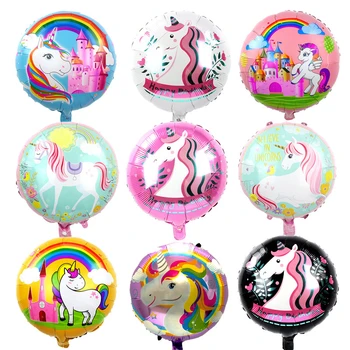 18-инчов балон от алуминиево фолио с единорогом, украса за детско парти за рожден ден, малко животно, един кон, плаващ балон от алуминиево фолио