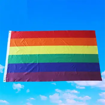 1бр ЛГБТ Дъгата флаг 90x150 см Банери за гей-парада лесбийки Флаг на Гордостта на ЛГБТ Полиестер Цветни Дъгата флаг за украса