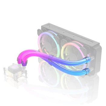 2 бр. Радиаторная Тръба с Водно Охлаждане Aura Sync 33 см, 30 LED AIO Тръба За Охлаждане на Вода Жилетка от Мека Гума за Aura Fusion RGB Mystic Light