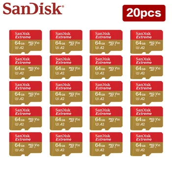 20 бр/lot 100% Оригинална Карта памет SanDisk Extreme 32 GB 64 GB Високоскоростна карта памет с клас 10 U3 V30 TF UHS-I Micro SD Card
