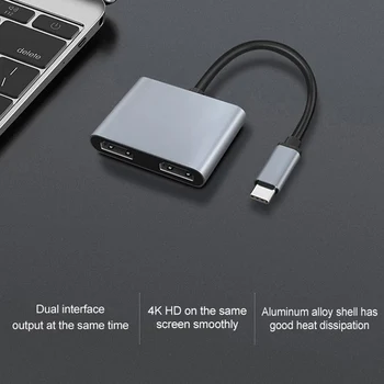 2021 Нов USB-хъб Type C е съвместим с двухэкранным дисплей, сплитер, видео конвертор, Удобен за лесно управление