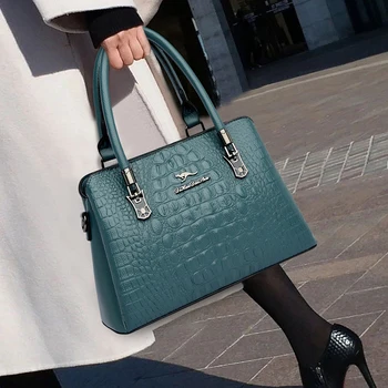 2023, Дамска чанта, Дизайнерска Луксозна Висококачествена чанта от изкуствена кожа, чанта от крокодилска кожа, чанти с шарени, Модерни Дамски чанти през рамо