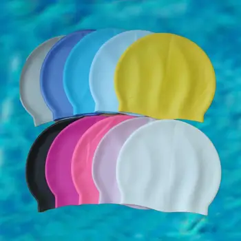 2023 Модни шапки за плуване, Высокоэластичная защита на ушите, Универсални обикновена водоустойчиви аксесоари за плуване от цветен картон