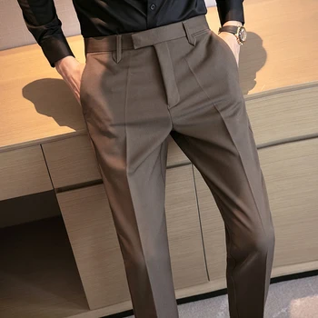 2023 Мъжки Костюмные Панталони, Висококачествени Мъжки Обикновена Монтиране на Модела панталони, плътно Прилепнали Офис Бизнес Мъжки панталони, Големи Размери 28-36