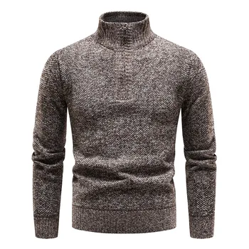 2023, нов мъжката есенно-зимния ежедневието на обикновен дебел пуловер, пуловер с цип, полу поло