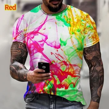 2023 Нова мода цветни тениски с 3D-принтом, индивидуалност, готина тениска с къс ръкав