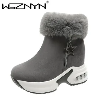 2023 Нови дамски зимни обувки, Модни изолирана зимни ботильоны на платформа, Дамски къси реколта обувки на меху за жени, ботуши