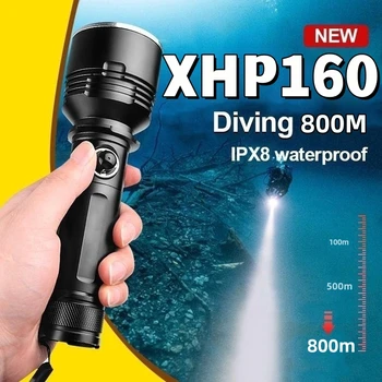 2023New XHP160 Отблясъци Супер Мощен Фенер За Гмуркане с Висока Мощност Led фенерче За Гмуркане IPX8 Водоустойчив Фенер За Подводен риболов