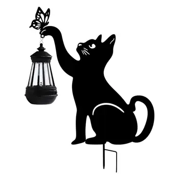 21,6-инчов окачен слънчев фенер със силует на черна котка Универсален здрав градински лампата за подарък за нов дом