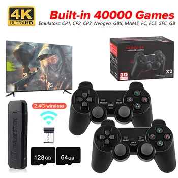 3-1 комплект GD10 Видеоигровая Конзола 4K HD TV Game StickWireless Геймпад Ретро-Ръчно изработени Игри Плейър 64/128g 40000 Играта за 50 Емулатори