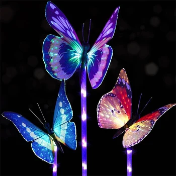 3 бр./компл. Led градински лампи със слънчева Пеперуда, Многоцветни Променящите Улични осветителни тела на двора, на тревата, Пътеки, декоративно осветление пейзаж