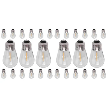 30 Опаковки резервни крушки 3V LED S14 Нечупливи улични слънчеви гирлянди Топло бяло