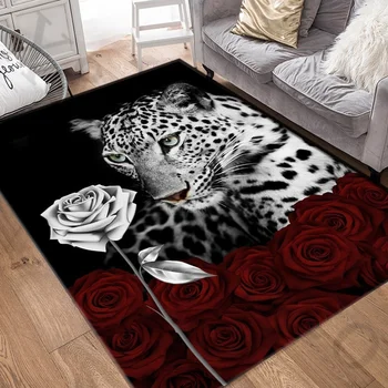 3D Килим с леопард, тигър, лъв, Нескользящие черги, много мат, подложки за хола, Удобен килими, мека подложка за пода, постелки за спални