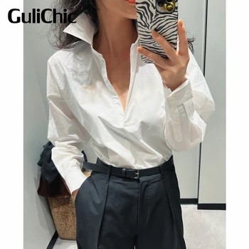 6,6 GuliChic, Дамски офис бяла риза, ръкав 