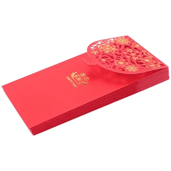 60 бр., Китайски червени пликове, Пликове за пари, Сватбени Червен пакет за Коледната сватба (7X3,4 инча)