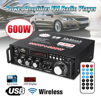 600 W DC12V Hi-Fi Усилвател Стерео Аудио Усилвател на Мощност Bluetooth FM радио 2CH 220 В Усилватели За домашно Кино, Музикален Плеър