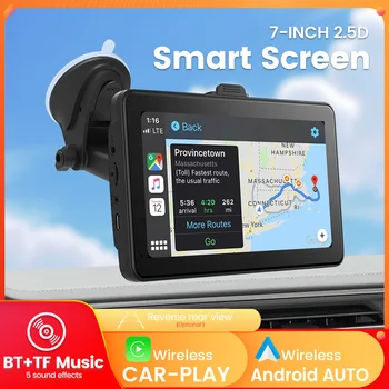 7-инчов Android Auto Wireless за автомобилното радио Carplay Портативен телевизор със сензорен екран, монитора камера, HD дисплей, възпроизвеждане на автомобилни мултимедия