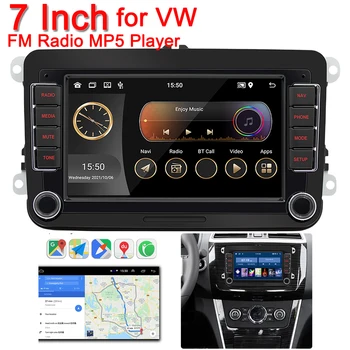 7-инчов авто радио приемник, съвместим с Bluetooth, Безжична Carplay Android Auto FM-радио Mirrorlink HD, WiFi, GPS Навигация Android 11 за VW