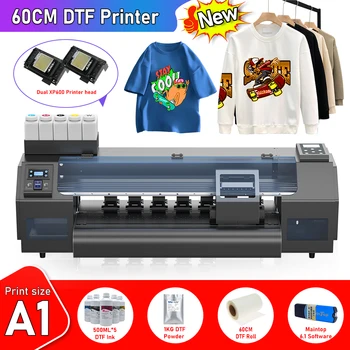 A1 dtf impresora 60 см Директно към принтера, за пренасяне на филма dual XP600 DTF Film Print Машина за печат на тениски на бяло мастило