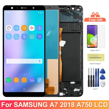 A750 A750F A750FN/DS Екран с рамка за Samsung Galaxy A7 2018 LCD дисплей с цифрова докосване на екрана В събирането на Замяна