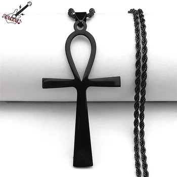 Anc Кръст Ключът към Живота Огърлица за Жени, Мъже От Неръждаема Стомана, в Сребърен Цвят, Египетски Защитни Колиета, Бижута N6226S02