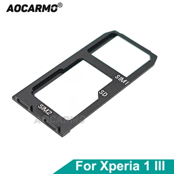 Aocarmo За Sony Xperia 1 III/X1iii MARK3 XQ-BC52 BC62 BC72 Титуляр за две СИМ-карти Тава Слот Чекмеджето От Алуминиева Сплав Замяна