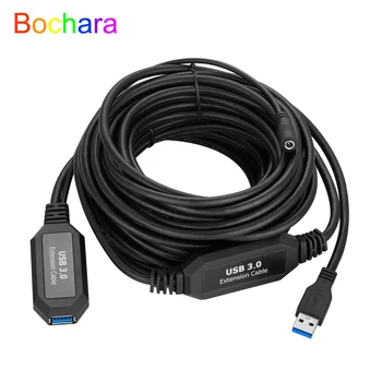 Bochara Активен Ретранслатор USB 3.0 Удлинительный кабел Вграден чипсет на IC от мъжа към жената M/F Фолио + Сплетен Екраниран Суперскоростной 5 М, 10 М