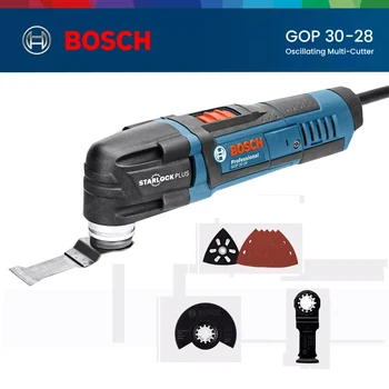 Bosch GOP 30-28 Осцилиращ Многофункционален инструмент 300 W Мини Резачка за обработка на дървен материал с възможност за Регулиране 6 Степени 20000 об/мин Мини ъглошлайф