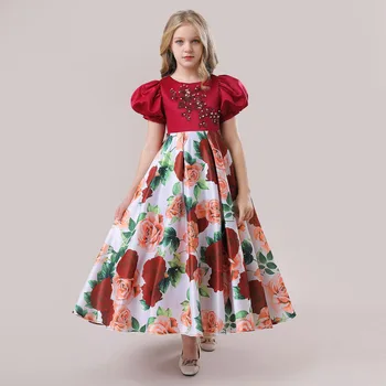 CLL-610 2023, най-Новата Детска Облекло за Сватбеното парти, Вечерни Рокли на Принцеси за Момичета с Флорални Принтом за Рожден Ден 4-14 Години