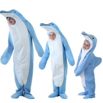 Cosplay на морската на Хелоуин, Детски костюм на делфин, Костюм на морската за родители и деца, Костюм за представяне на животното делфин