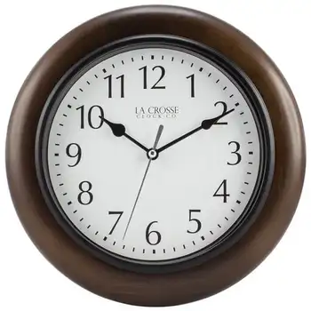 Crosse Clock 10 От кафяв Линвуда Класически Аналогов кварцов дървени стенни часовници, 404-2625 Дигитален календар Стенен часовник Стенен часовник D c