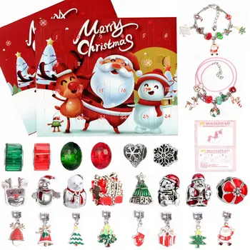 DIANA 24 Окото Коледен календар за обратно броене, Сляпо кутия, комплект гривни с окачване от мъниста, подарък за деца