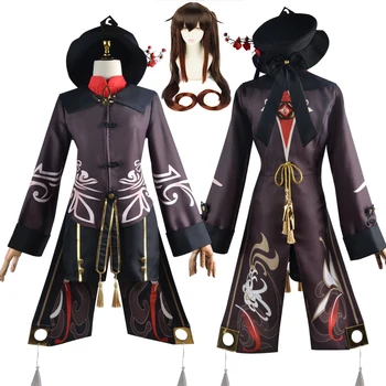Genshin Impact Game Хутао Cosplay костюм Униформи Перука Cosplay Аниме игра Ху Тао Костюми за Хелоуин в китайски стил за жени