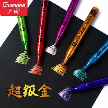 GuangNa Комплект от 12 цветни метални маркери химикалки с акрилна киселина, маркери за рисуване, высокоглянцевые маркери за графити, стоки за бродерия