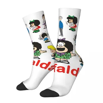 Happy мъжки чорапи Mafalda и семеен Плакат Ретро Mafalda Карикатура Harajuku е Новост, Подарък чорап с принтом на екипажа