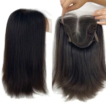 HD Швейцария еврейския перука от естествена коса на дантели, 100% Естествени европейски коси, Кошер перука, такава съща дължина, перука-Боб, Натурален черен