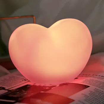 Ins Лампа нощна светлина във формата на Сърце под формата На Любов Корейски Лампа за Спални Десктоп Прикроватное Украса Розово Бял Романтичен подарък за рождения Ден На Коледа