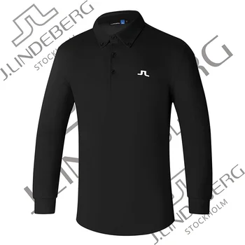 J Мъжка Спортна тениска за голф с дълъг ръкав, Есенно-зимна Дишаща Риза с къси ръкави, Яке за голф #2101