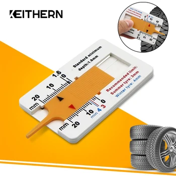 KEITHERN Auto Измерител на дълбочината на протектора на гумата на колелата на Автомобила, владетел с индикатор на дълбочина 0-20 мм Пластмасова измерител на протектора, инструменти за измерване на мотоциклет, теглич, микробуса